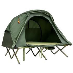 2-Person Outdoor Camping Tent With External Cover (Color: Green)
