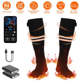 Heated Socks for Men Women Electric Heating Socks with APP Control 5000mAh Battery Rechargeable Thermal Socks Winter Warm Socks for Skiing Hiking (Color: as picture)